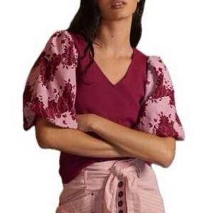 Anthropologie Dolan Red Fabric Blouse Top with Label NWT S